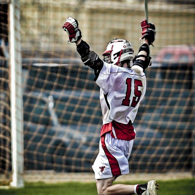lacrosse player cheering